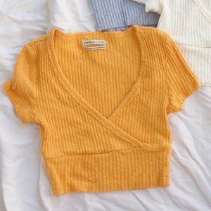 UO Tuscany Surplice Yellow Cropped Top 🍯